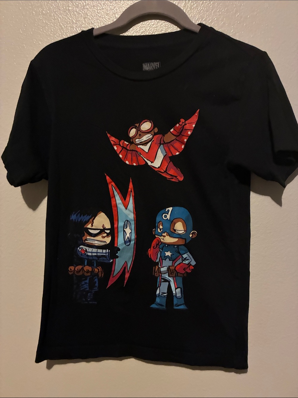 Marvel Short Sleeve Tee with Red & Blue Superhero Graphic